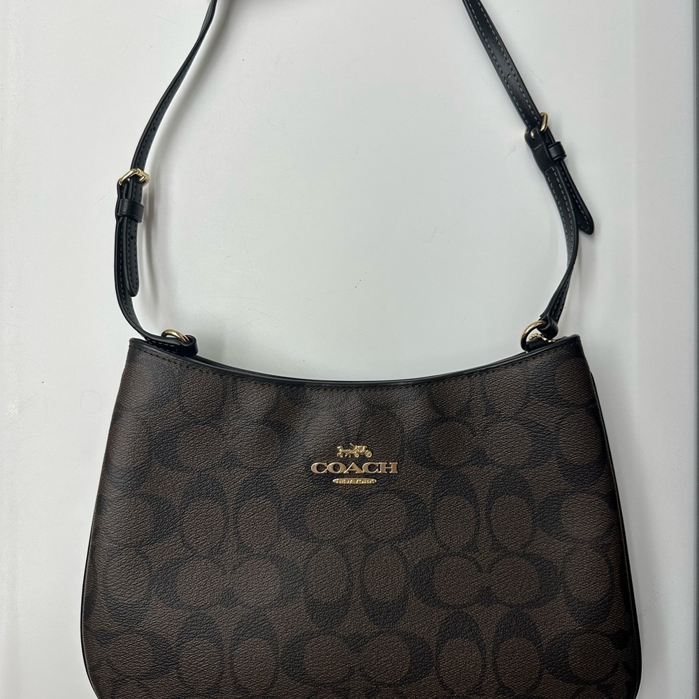 Coach Signature Brown and Black Shoulder Bag